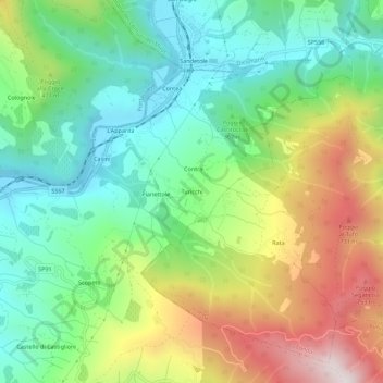Mapa topográfico Turicchi, altitude, relevo