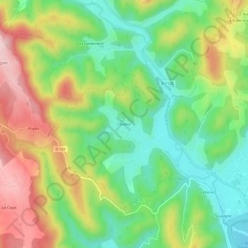 Mapa topográfico Chadiot, altitude, relevo