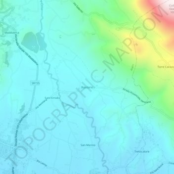 Mapa topográfico Basciano, altitude, relevo