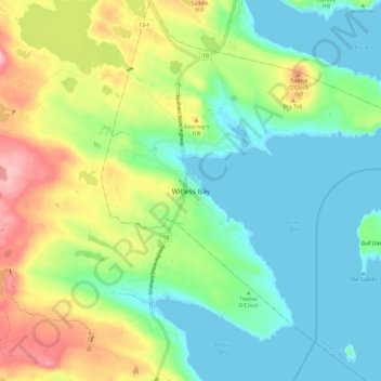 Mapa topográfico Witless Bay, altitude, relevo