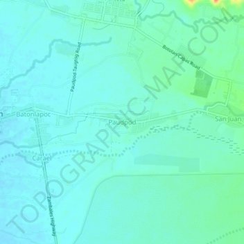 Mapa topográfico Paudpod, altitude, relevo