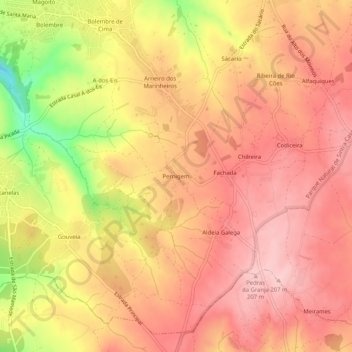 Mapa topográfico Pernigem, altitude, relevo