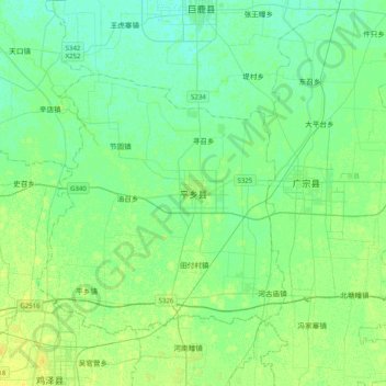 Mapa topográfico Pingxiang, altitude, relevo