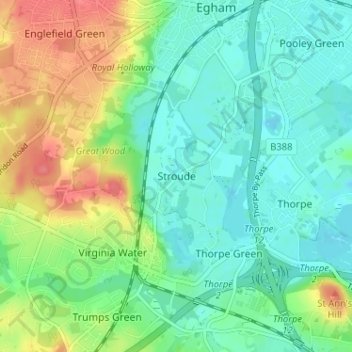 Mapa topográfico Stroude, altitude, relevo