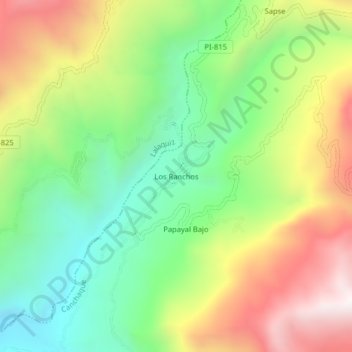 Mapa topográfico Los Ranchos, altitude, relevo