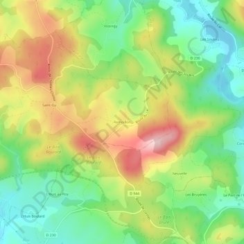 Mapa topográfico Remoillon, altitude, relevo