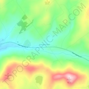 Mapa topográfico Harpersfield, altitude, relevo