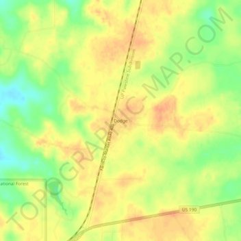 Mapa topográfico Dodge, altitude, relevo