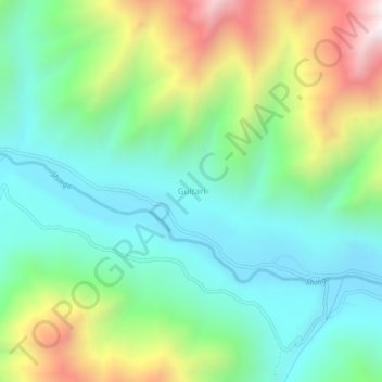 Mapa topográfico Gultari, altitude, relevo