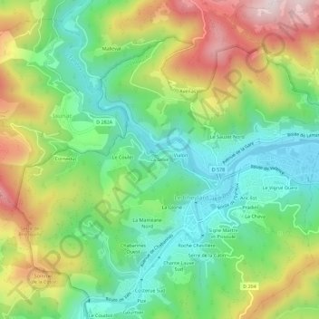 Mapa topográfico La Selve, altitude, relevo