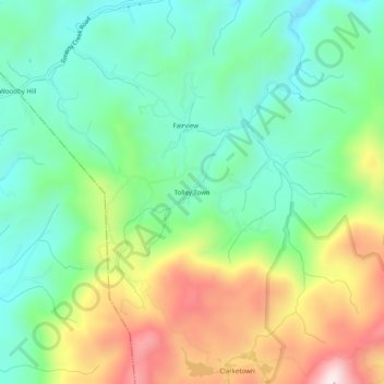 Mapa topográfico Tolley Town, altitude, relevo