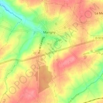 Mapa topográfico La Chevalerie, altitude, relevo