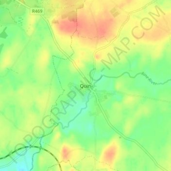 Mapa topográfico Quin, altitude, relevo