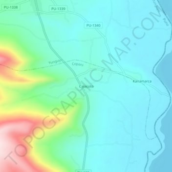 Mapa topográfico Calacoto, altitude, relevo