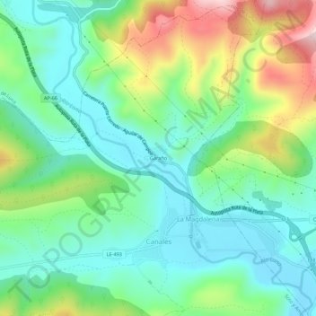 Mapa topográfico Garaño, altitude, relevo