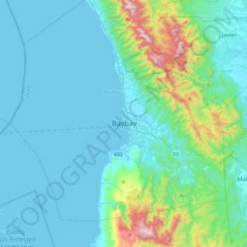 Mapa topográfico Baybay, altitude, relevo