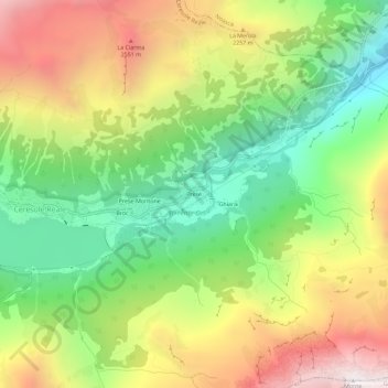 Mapa topográfico Prese, altitude, relevo