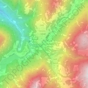 Mapa topográfico Centrale, altitude, relevo