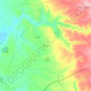 Mapa topográfico Ademas, altitude, relevo