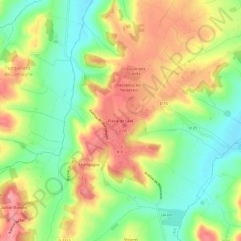 Mapa topográfico Plaine de Lavit, altitude, relevo