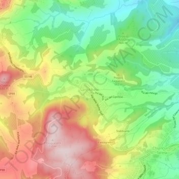 Mapa topográfico Sant'Albino, altitude, relevo