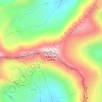 Mapa topográfico Mount Edwards, altitude, relevo