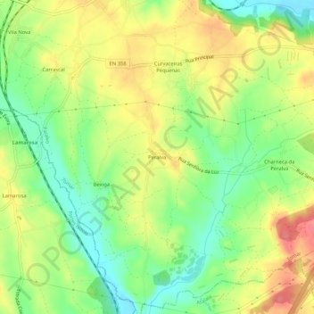 Mapa topográfico Peralva, altitude, relevo