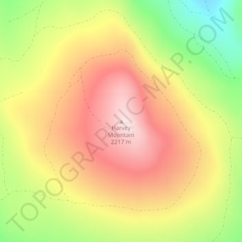 Mapa topográfico Harvey Mountain, altitude, relevo