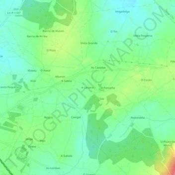 Mapa topográfico A Laciana, altitude, relevo