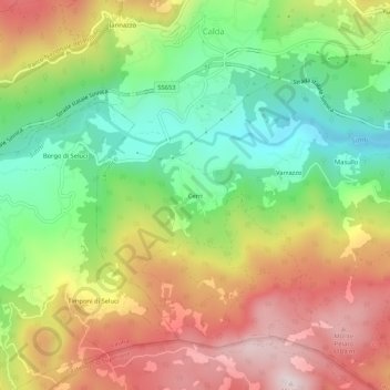 Mapa topográfico Cerri, altitude, relevo
