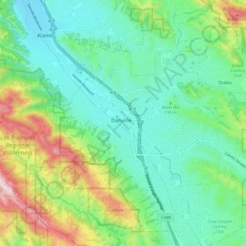Mapa topográfico Danville, altitude, relevo