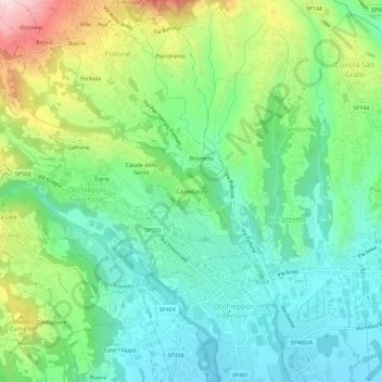 Mapa topográfico Castellazzo, altitude, relevo