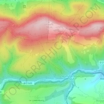 Mapa topográfico Scharzwald, altitude, relevo
