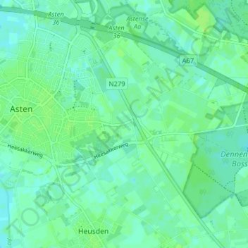 Mapa topográfico Voordeldonk, altitude, relevo