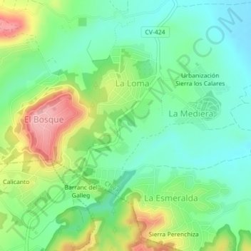 Mapa topográfico La Mediera, altitude, relevo
