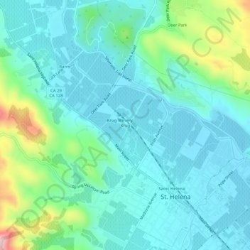 Mapa topográfico Krug, altitude, relevo