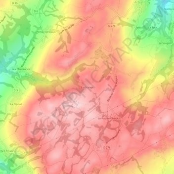 Mapa topográfico La Grange, altitude, relevo