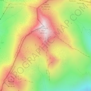 Mapa topográfico La Frasse, altitude, relevo