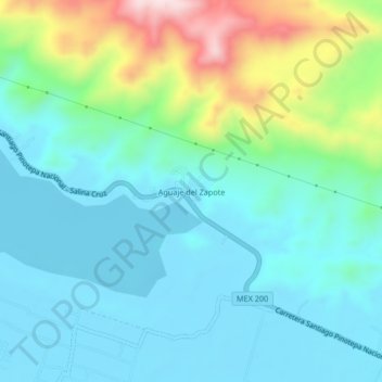 Mapa topográfico Aguaje del Zapote, altitude, relevo