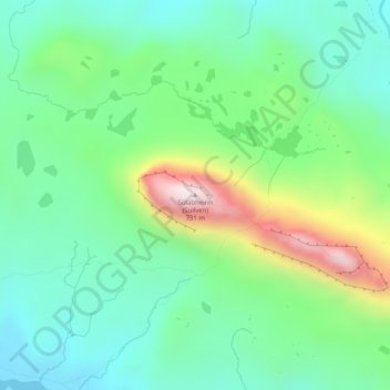 Mapa topográfico Suilven, altitude, relevo