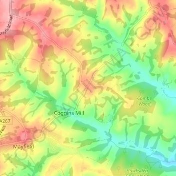 Mapa topográfico Sharnden, altitude, relevo