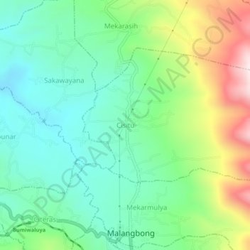 Mapa topográfico Cisitu, altitude, relevo