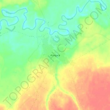 Mapa topográfico Атирка, altitude, relevo