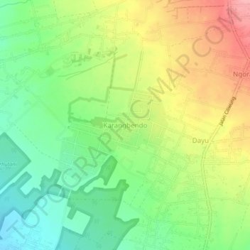 Mapa topográfico Karangbendo, altitude, relevo