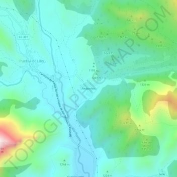 Mapa topográfico Redipollos, altitude, relevo