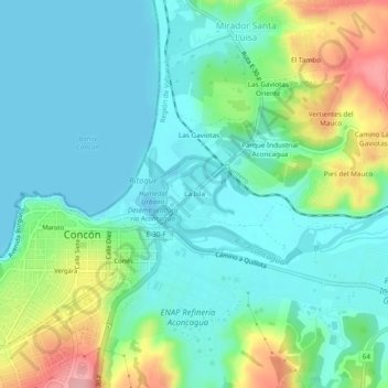 Mapa topográfico La Isla, altitude, relevo