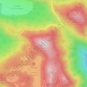 Mapa topográfico Monte Partenio, altitude, relevo
