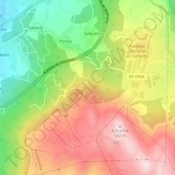 Mapa topográfico Presa Grande, altitude, relevo
