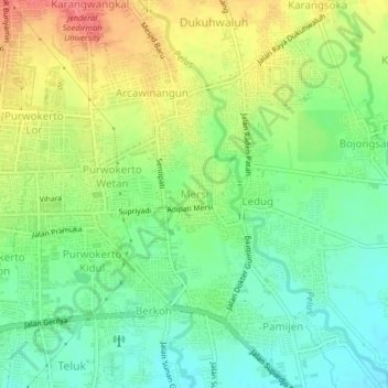 Mapa topográfico Mersi, altitude, relevo