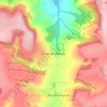 Mapa topográfico Charlton Abbots, altitude, relevo